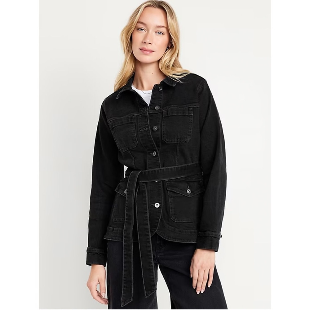 Old Navy Jean Utility Jacket Washed Black Small Petite